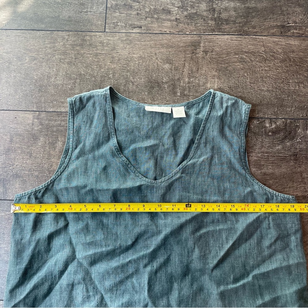 Muted teal linen sleeveless shift dress - Picture 5 of 6
